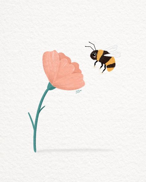 Drawing A Bee, Honey Bee Drawing, Bumble Bee Art, Bee Drawing, Bee Painting, Bee Illustration, The Bees Knees, Lotus Art, Drawing Examples