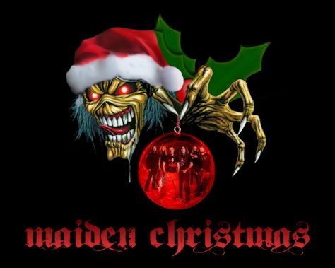 Have a Rockin' Christmas! - Gallery Heavy Metal Christmas, Iron Maiden Albums, Eddie The Head, Steve Harris, Christmas Horror, Iron Maiden Eddie, Creepy Christmas, Christmas Rock, Heavy Metal Bands