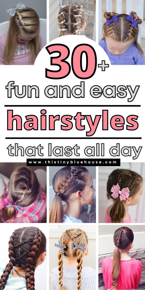 34 cute and easy hairstyles for girls that make mornings a breeze. These fun and easy girl hairdo ideas last all day and are perfect for active little girls who want one of a kind and fun hairstyles. Fun And Easy Hairstyles, Easy Hairstyle Video, Cute And Easy Hairstyles, Girls Hairdos, Picture Day Hair, Easy Little Girl Hairstyles, Easy Hairstyles For Kids, Girl Hairdos, Diy Furniture Videos