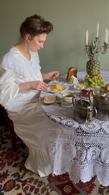 Vintage• Sewing• Scotland on Instagram: "✨What’s your morning routine?✨ dressing gown @madeofsentiments (gifted) blouse @vintagequine1 skirt me made #morningroutine #breakfast #edwardian #1900s #edwardianinspired" Edwardian Breakfast, Dressing Gown, Breakfast Room, Early 1900s, Vintage Sewing, Morning Routine, Tea Party, Gowns Dresses, Scotland