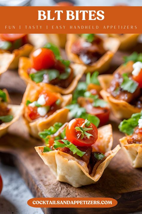 These handheld BLT Bites are a delicious savory appetizer, perfect for a game day appetizer or a Christmas party appetizer. Made with phyllo pastry shells and stuffed with a creamy filling. A twist on a classic BLT, these finger food appetizers are a hit at parties! Stuffed Shell Appetizer, Philo Cup Appetizers, Mini Blt Bites, Handheld Appetizers, Philo Cups, Elegant Finger Foods, Blt Appetizer, Phyllo Appetizers, Mini Blt