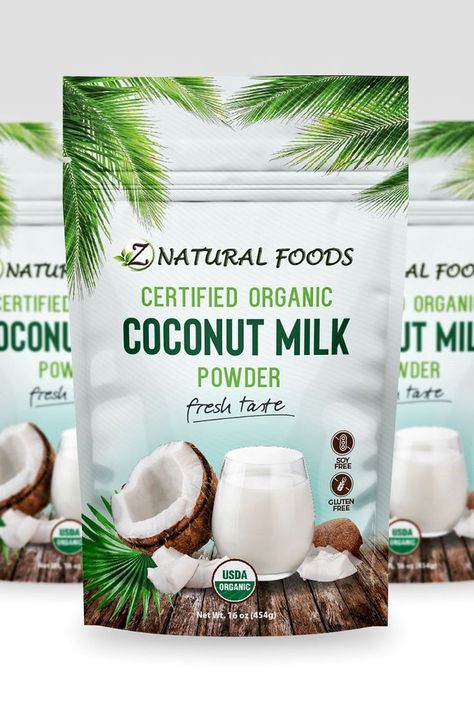 Z natural food have use good font with color combination and creative realistic illustration #packaging #bestpackaging #premiumpackaging #bestpackaging #premiummilkpackging #coconutpackaging #coconutmilk Coconut Packaging Design, Coconut Packaging, Product Packaging Design Ideas, Dairy Products Packaging Design, Milk Curd, Design Packaging Ideas, Milk Packaging, Banana Powder, Realistic Illustration