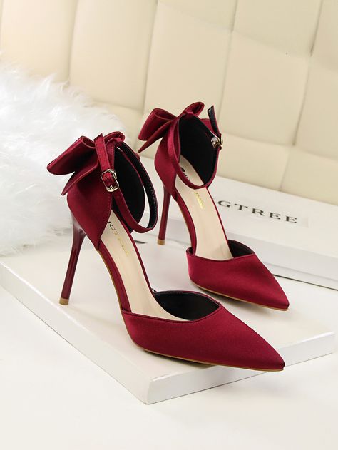 Wedding Red Shoes, High Heels Elegant Style, Wine Red Heels, Wedding Shoes Women, Red Shoes Heels, Red Wedding Shoes, Hak Tinggi, Summer Pumps, Basic Heels