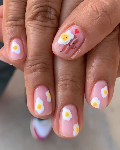 Nail It! on Instagram: “🍳🥓 Happy Saturday from @nadiaa_o” Nail It, Almond Nails Designs, Almond Nail, Simple Nail, Happy Saturday, Simple Nails, Cute Nails, Nail Ideas, Pretty Things