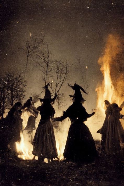 Dark Fantasy Witch Aesthetic, Witches Are People Too, The Near Witch Aesthetic, 1600s Witch Aesthetic, Witch Familiar Aesthetic, Witches Around Fire, Coven Witch Aesthetic, Dark Witch Asethic, Spooky Halloween Photos