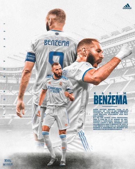 Benzema Real Madrid, Sports Design Ideas, Soccer Art, Soccer Inspiration, Real Madrid Wallpapers, Sports Design Inspiration, Sport Banner, Social Media Advertising Design, Sport Poster Design