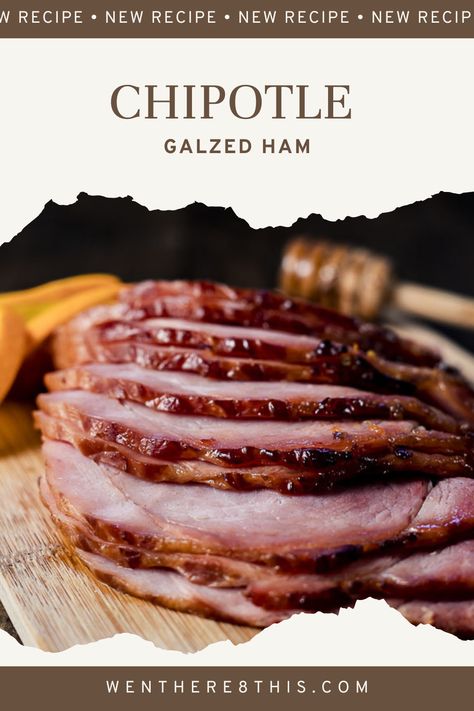 This Honey Baked Ham is slathered in honey & butter, baked to juicy perfection, coated in an orange chipotle glaze and broiled until sticky and caramelized. Easy Ham Glaze, Maple Glazed Ham, Pumpkin Sausage, Easter Meal, Whole Ham, Slow Cooker Turkey Breast, Ham Glaze Recipe, Honey Glazed Ham, Crockpot Ham