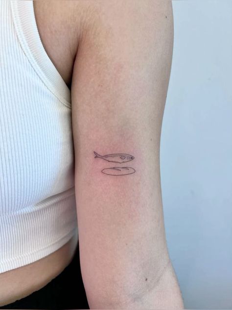 Loaves And Fish Tattoo, Fishes And Loaves Bible Tattoo, Loaves And Fishes Tattoo, Love Them Anyway Tattoo, Abba Father Tattoo, Tattoo Arm Placement For Women, Jehovah Jireh Tattoo, Small Jesus Tattoo Ideas, Christian Fine Line Tattoo