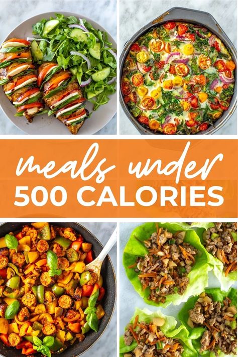 35+ Healthy & Easy Meals Under 500 Calories - The Girl on Bloor 2 500 Calorie Meal Plan, Good Calorie Foods, Low Calorie Dinner Aesthetic, Healthy 500 Calorie Meals, Dinner Ideas Under 500 Calories, Low Calorie Meal Prep Dinners, Meals Less Than 500 Calories, Dinner Under 600 Calories, Whole Food Low Calorie Recipes