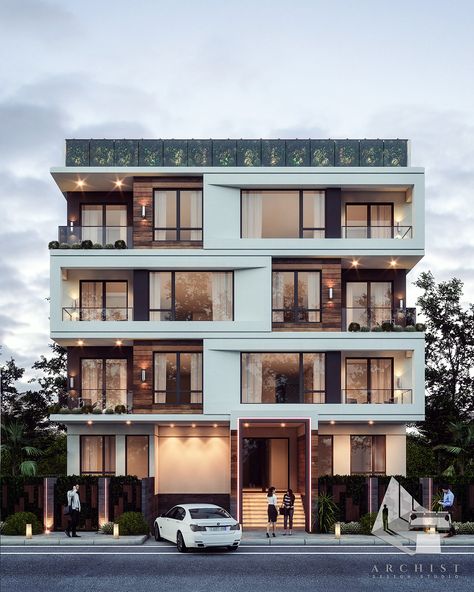 Apartment Exterior Design, Apartment Building Exterior, Small Apartment Building Design, Residential Architecture Apartment, Small Apartment Building, Apartments Exterior, Apartment Exterior, Facade Architecture Design, Residential Building Design