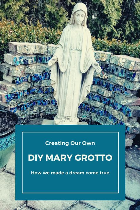 Our DIY Mary Grotto : How We Created It and How It Turned Out Garden Grotto Ideas, Marian Garden Ideas, Marian Garden Catholic, Diy Grotto, Grotto Design Ideas, Backyard Grotto, Mary Garden Ideas, Marian Grotto, Mary Grotto