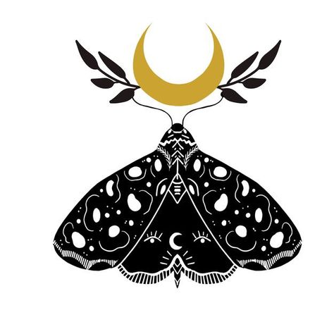 Linograbado de polilla mystic moon en bl... | Premium Vector #Freepik #vector #naturaleza #mariposa #luna #alas Moth Illustration Black And White, Black And White Moth Tattoo, Moth Linocut, Folk Art Moth, Moth Logo, Astrological Elements, Moth Illustration, Moon Moth, Mystic Moon