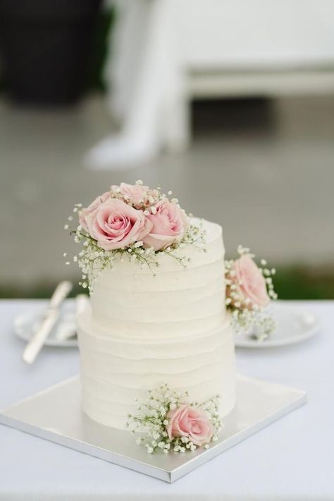 White Lines 2 tier Cake White Cake 2 Tier, Single Layer White Wedding Cake, Plain White Two Tier Cake, Pink And White 2 Tier Cake, Plain White Wedding Cake Single Tier, Simple Three Tier Wedding Cake With Flowers, Wedding Cake Pink Flowers, Single Tier Wedding Cake, Pink Rose Wedding Cake