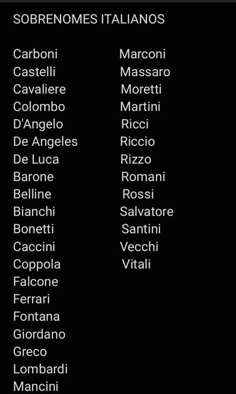 Italian Names Boy Mafia, Rich Surnames, Mafia Last Names, Mafia Names Ideas, Italian Mafia Names, Mafia Names, Italian Last Names, Last Names For Characters, Italian Names