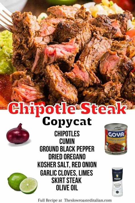 Mercado Steak Recipes, Chipotle Steak Copycat, Qdoba Steak Recipe, Steak Chipotle Bowl Recipe, Chipotle Copycat Steak, Chipotle Steak Marinade, Adobo Steak, Chipotle Steak Recipe, Copycat Chipotle Steak