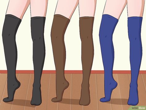 How to Wear Thigh High Socks: 14 Steps (with Pictures) - wikiHow How To Style Thigh High Socks, How To Wear Thigh High Socks, Over The Knee Socks Outfit, Thigh High Sock Outfits, Thigh High Knit Socks, Thigh High Socks Outfit, Thigh High Socks Plus Size, Knee High Socks Outfit, High Socks Outfits