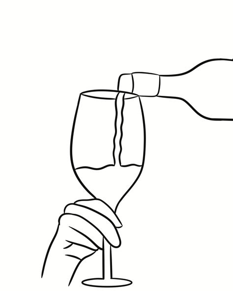 Wine Drawing Sketches, Easy Coloring Pages For Teens, Bottle Of Wine Drawing, Pre Drawn Canvas, Diy Coloring Books, Paint N Sip, Sports Coloring Pages, Fashion Coloring Book, Laser Removal