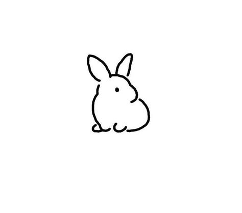 Simple bunny outline Cute Bunny Outline, Minimalistic Bunny Tattoo, Bunny Simple Tattoo, Bunny Tattoo Outline, Bunny Doodle Simple, Simple Rabbit Tattoo, Simple Bunny Tattoo, Bunny Outline Tattoo, Bunny Drawing Simple