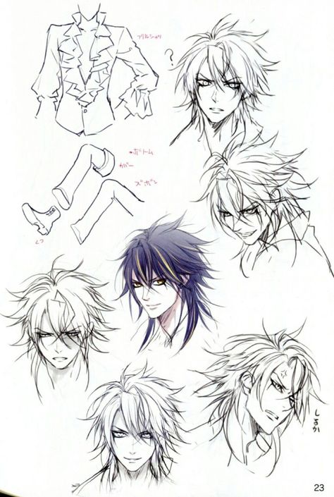 Usuba Kagerou, Head Positions, Male Manga, Drawing Male Hair, Expression Sheet, Character Design Cartoon, Drawing Manga, Manga Hair, Drawing Hair