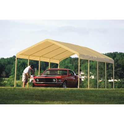 ShelterLogic Super Max Commercial Outdoor Canopy — 26ft.L x 12ft.W x 9ft. 8in.H, Tan, Model# 29770 Rv Canopy, Tan Model, Storage Sheds For Sale, Garage Wall Storage, Overhead Garage Storage, Storage Outdoor, Product Ads, Overhead Garage, Garage Bike