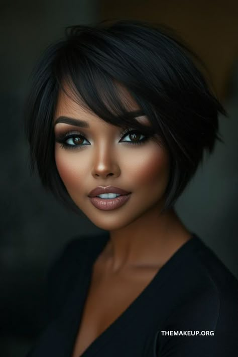 Chic Short Hairstyles You’ll Love! ✂️ Pretty Hair Color For Short Hair, Women's Short Haircut, Bob Hairstyles For Oval Face Shape, Layered Hairstyles Black Women, Short Hairstyles For Heart Shaped Faces, Short Hair Weave Styles, Long Weave Hairstyles For Black Women, Jet Black Bob Black Women, Short Black Hair Bob