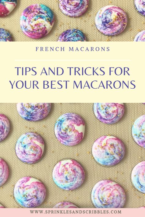 Macarons can be a finicky, challenging french cookie. Make your best batch yet, with these macaron tips that have helped me perfect these cookies! Decorating Macarons, Macaron Tips, Decorate Macarons, Macaron Decoration, French Macaroon Recipes, Macaron Filling, French Cookies, Edible Gold Leaf, Black And White Cookies