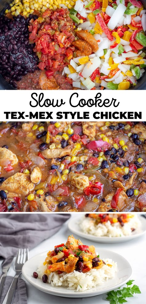 Tex Mex Slow Cooker Recipes, Tex Mex Chicken Crockpot, Chicken Tex Mex Recipes, Crock Pot Tex Mex Chicken, Slow Cooker Tex Mex Chicken, Easy Tex Mex Chicken And Rice, Tex Mex Chicken Casserole, Slow Cooker Chicken Recipe, Tex Mex Casserole