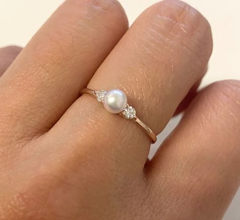 CUSTOMFINEJEWELRYNYC - Etsy Minimalist Promise Ring, Triangle Diamond Ring, Akoya Pearl Ring, Simple Wedding Bands, Diamond Eternity Wedding Band, Rose Gold Diamond Ring Engagement, Nyc Jewelry, Pearl Engagement Ring, Gold Rings Simple