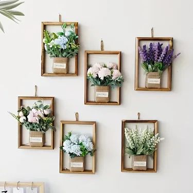 Temu Artificial Flowers Decor, Framed Plants, Plant Wall Decor, Cards Flowers, Wood Photo Frame, Hanging Flower Wall, Wooden Wall Hangings, Flower Display, Deco Floral