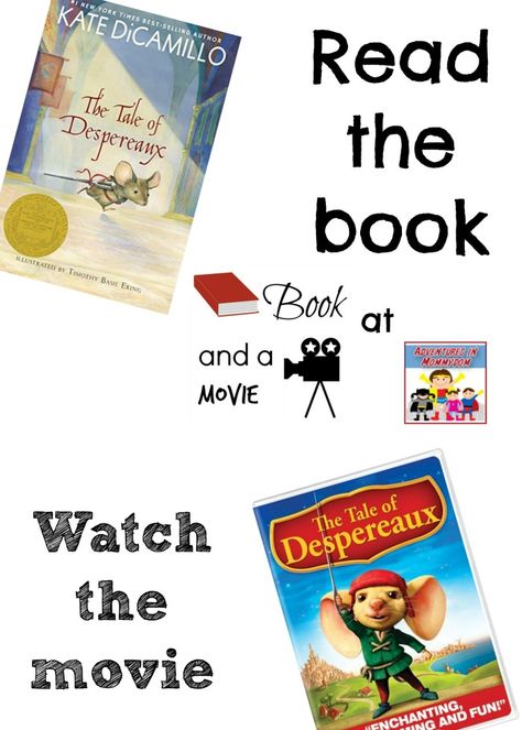 The Tale of Despereaux book and a movie Tale Of Despereaux Party, 2nd Grade Standards, Educational Movies, Elementary Education Major, Book And Craft, Books For Summer, Battle Of The Books, The Tale Of Despereaux, Summer Book Club