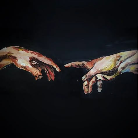 Hands Reaching Out Painting, Hand Holding Heart Painting, Oil Pastel Art Hands, Hands Reaching For Each Other Painting, Cheating Painting, Hands Holding Painting, Painting Ideas Hands, Pinky Promise Painting, Two Hands Reaching For Each Other