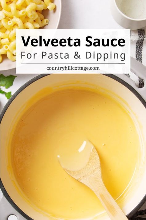 Velvets Cheese Sauce, Velveta Cheese Sauce, Home Made Nacho Cheese, Velveeta Pasta, Velvetta Cheese Dip, Sauce For Nachos, Pasta Mac And Cheese, Easy Cheese Sauce Recipe, Easy Nacho Cheese