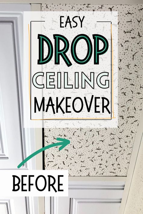 Drop Ceiling Tiles Diy, Replacing Ceiling Tiles, Modern Ceiling Ideas, Cheap Ceiling Covering Ideas, Office Ceiling Tiles, Diy Drop Ceiling, Ceiling Tiles Diy, Drop Ceiling Makeover, Ceiling Tiles Painted