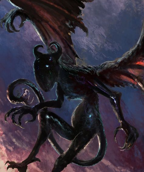 Night Gaunt Revisited by Mitchellnolte @ DeviantArt Night Gaunt, Necronomicon Pages, Winged Demon, Lovecraft Art, Fantasy Demon, Lovecraftian Horror, Beast Creature, Arte Alien, Cthulhu Mythos