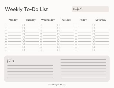 Weekly To-Do List with Checkbox, Printable Planner Template, Notes Section. School Trip Packing, Weekly To Do List Template, Template Study, Weekly Schedule Template, Life Raft, Weekly Activities, Mind Map Template, Weekly Schedule Planner, Weekly Planner Free Printable