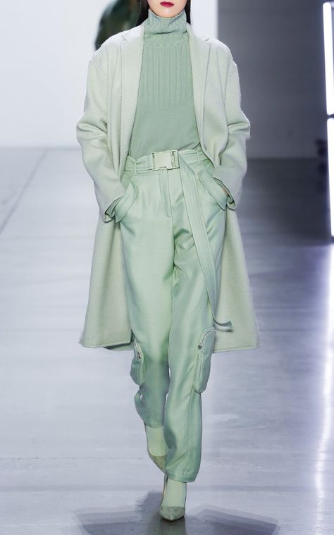 Ribbed Wool-Cashmere Turtleneck by Sally LaPointe FW19 | Moda Operandi Mint Fashion Aesthetic, Mint Outfit Ideas, Mint Green Outfit Ideas, Mint Clothes, Sage Fashion, Light Green Fashion, Mint Green Fashion, Sally Lapointe, Monochromatic Fashion