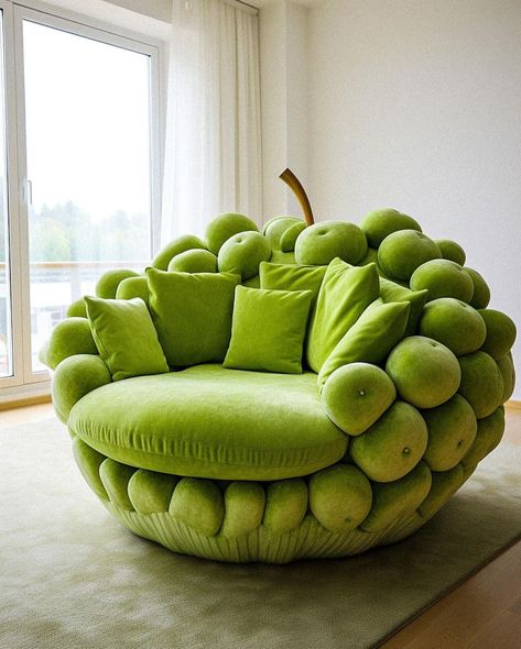 Q1:Which of these fruit themed chairs / couches is your favorite? Q2: What is your favorite type of fruit? 🍉🍇🍎🍊🍓🥥🍌🍍🍒🍐 These fruit-inspired… | Instagram Fruit Furniture, Unique Couches, Fun Chairs, Sofas Ideas Living Room, Small Sectional Sofa, Sofa Design Ideas, Orange Sofa, Fantasy Furniture, Unusual Furniture