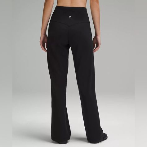 Lululemon Align Hr Wide-Leg Pant *Tall When Feeling Nothing Is Everything. The Lululemon Align Collection, Powered By Nulut Fabric, Is So Weightless And Buttery Soft, All You Feel Is Your Practice. Our Buttery-Soft Nulut Fabric Feels Weightlessly Light And Is Sweat-Wicking And Four-Way Stretch. Added Lycra Fibre For Stretch And Shape Retention. Waistband Lies Flat And Won't Dig In. Back Drop-In Pocket. Front Pockets With Interior Card Sleeve. Color: Black Size: 2, Tall High Rise 35.5" Inseam, Intended To Sit At Ankle For 5'9" And Above Wide Leg Leggings, Bday Wishlist, Card Sleeve, Low Impact Workout, Lululemon Align, High Rise Pants, Pantalon Large, Tall Women, Lululemon Leggings