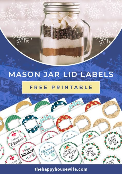 Mason Jar Printables, Jam Jar Labels, Gift In A Jar, Canning Jar Labels, Mason Jars Labels, Mason Jar Lid, Artificial Christmas Garland, Gift Jar, Small Mason Jars