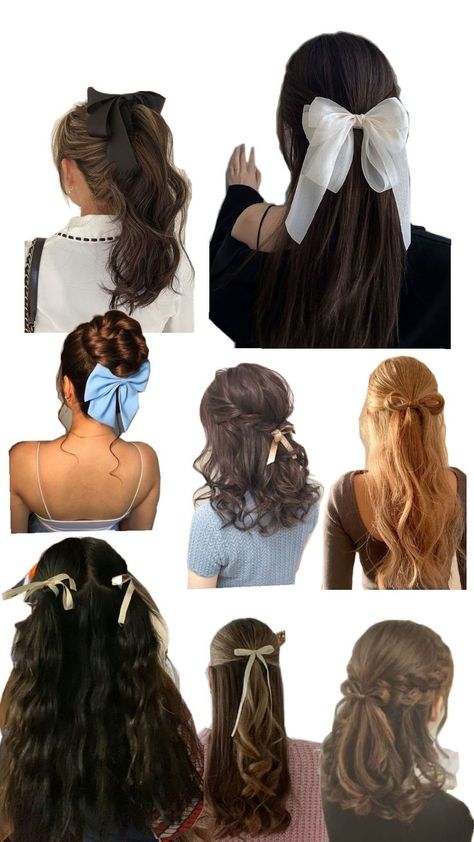 Housewife Fashion, Aesthetic Hair Styles, Grade Goals, Aesthetic Hairstyle, Hair Styles Tutorials, Hair Styles For School, Styles For School, Bow Tie Hair, Cute And Aesthetic