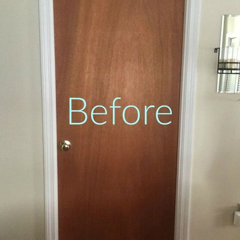 12 Clever Tricks to Turn Builder Grade Doors Into Custom Made Beauties Paint Doors Interior, Interior Door Makeover, Diy Panel Door, Stenciled Doors, Update Doors, Door Makeover Diy, Wallpaper Door, Black Interior Doors, Veneer Door