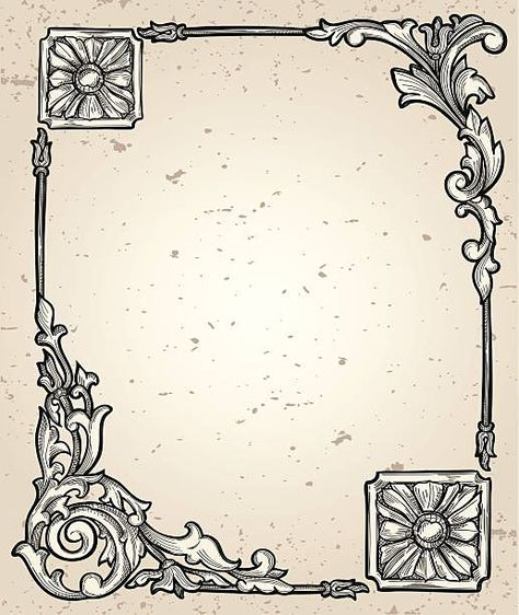 Medieval Border, Gothic Architecture Drawing, Medieval Pattern, Vintage Frames Vector, Medieval Drawings, Medieval Decor, Medieval Artwork, Illustrated Manuscript, Border Vector