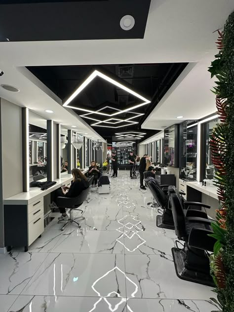 Salon And Barber Shop Ideas, Berber Shop Design, Barber Shop Decor Ideas Interior Design, Aesthetic Barbershop, Barber Studio Ideas, Barbershop Interior Design, Luxury Barbershop, Barbershop Design Interior, Led Lamp Design