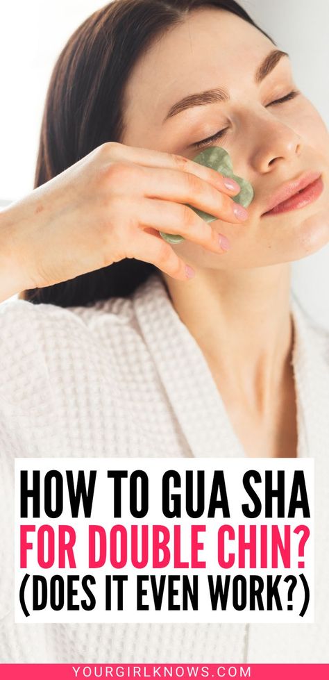 Gua sha for double chin and jawline: Looking for a natural way to slim down your face? Check out gua sha technique that's said to help contour and tone the face. With just a few simple steps, you can start seeing results in no time! But Is gua sha for face slimming a real thing? Oh you'll know that and everything else in this gua sha guide or gua sha tutorial which discusses everything from gua sha techniques to gua sha tips, face oil for gua sha and gua sha results. Check that out now! Face Oil For Gua Sha, Gua Sha For Double Chin, Gua Sha Results, Gua Sha Guide, Oil For Gua Sha, Gua Sha For Face, Slim Down Your Face, Gua Sha Tutorial, Gua Sha Technique