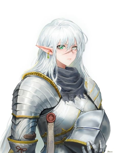 Armored Woman Art, Knight Female Art, White Knight Fantasy Art, White Hair Elf Female Art, Paladin Dnd Art, Female Paladin Dnd, Elf Paladin Female, Elf Warrior Female, White Haired Elf