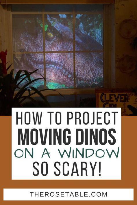 Here's how to project scary, moving dinosaurs on a window for a Jurassic Park party! Jurassic Park Skeleton, Jurassic Park Decoration, Diy Dino Party Decorations, Jurassic Park Movie Night, Diy Jurassic Park Decorations, Jurassic Park Halloween Decorations, Jurassic Park Decor, Jurassic Park Birthday Party Decorations, Jurassic Park Party Food