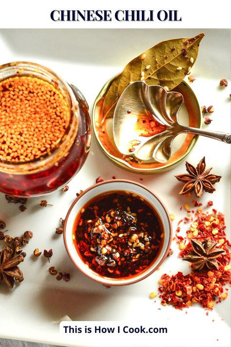 This is the best Chinese chili garlic sauce recipe I know of. Not too spicy and full of flavor, you will want to drizzle this on everything! #Sichuanchilioilrecipe #sichuangarlicchilioil #sichuanhotchili oil Chili Oil Recipe Chinese, Chinese Hot Sauce Recipe, Chili Garlic Oil Recipe, Recipes With Chili Garlic Sauce, Chinese Chili Oil, Sukiyaki Recipe, Sichuan Chili Oil, Chinese Chili, Chili Oil Recipe