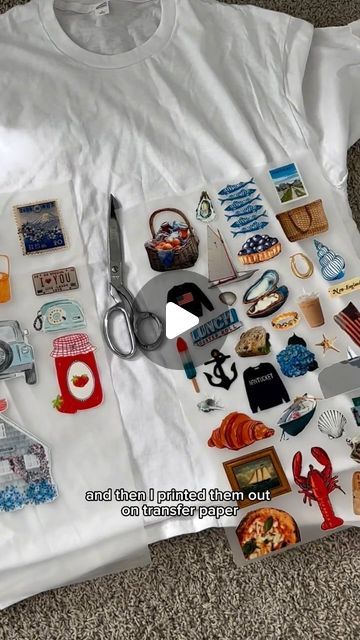 ashley watson on Instagram: "made myself my dream graphic tee ⛵️🇺🇸🦞🐚🪻🧺⚓️🛁⛵️🛶   #diy #diycrafts #diyprojects #diygraphictee #graphictees" Diy Heat Press Shirts, How To Make A Graphic Tee, Diy Graphic Tee Ideas, Graphic Tshirt Ideas, Graphic Tees Diy, Diy Merch, Diy Graphic Tee, Artsy Shirt, Tee Shirts Diy