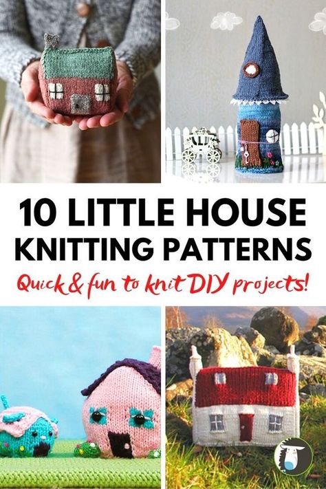 10 Little House Knitting Patterns you Need Right Now | NobleKnits Knitting Blog | Bloglovin’ Knit House Pattern, Knitted House Pattern, Cork Letters, Knitting Needle Storage, Small Knitting Projects, Knitted Doll Patterns, Animal Knitting Patterns, Stash Buster, Knitting Patterns Toys