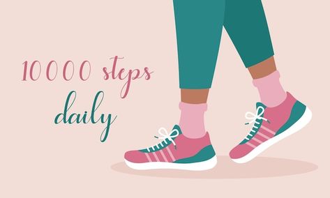 10000 steps daily activity healthy lifes... | Premium Vector #Freepik #vector #banner Walk 10000 Steps A Day, Vision Board Painting, Walking 10000 Steps A Day, 10000 Steps A Day, 10000 Steps, Person Walking, 10k Steps, 2025 Mood, Board Painting